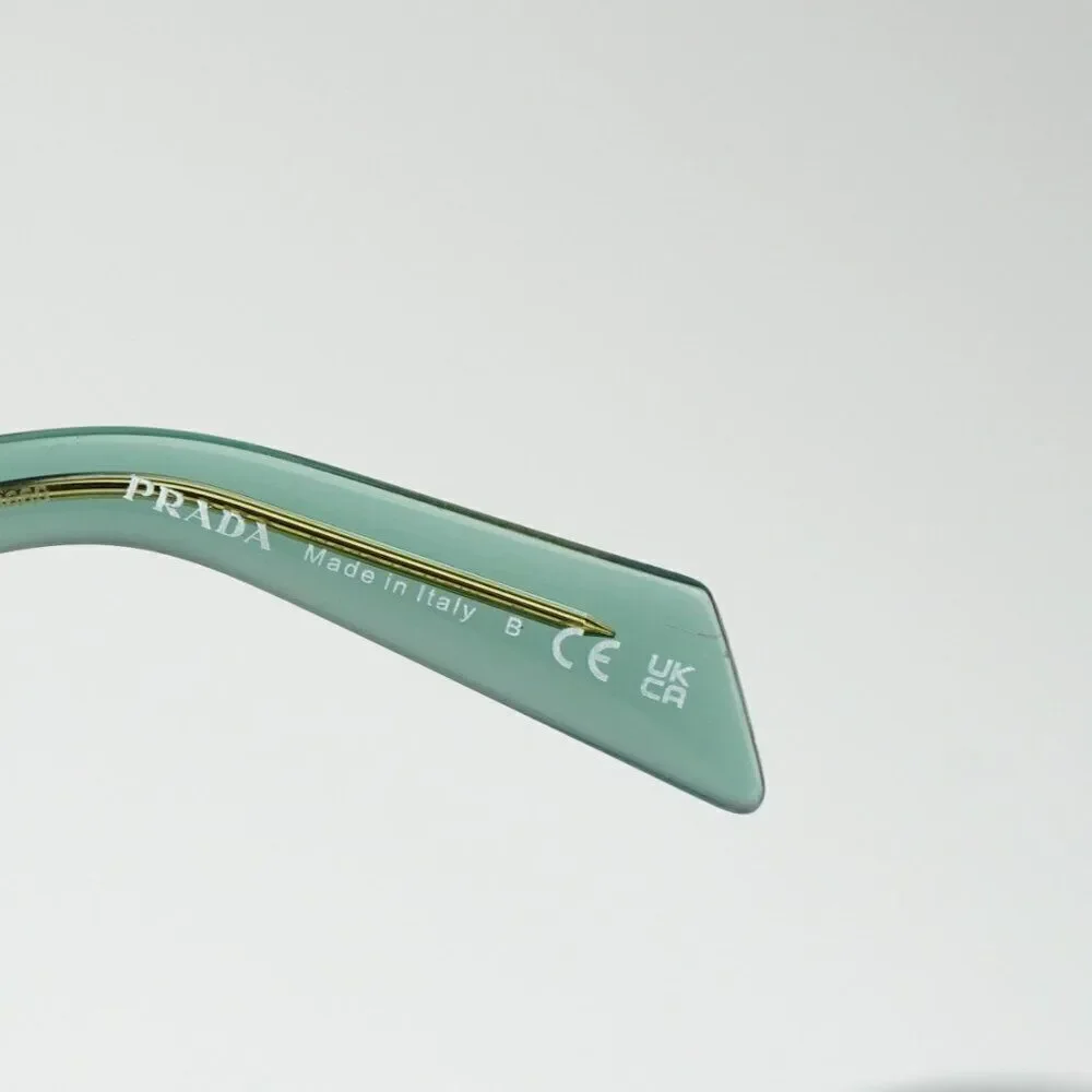 NEW Prada PR17WS 11R10E Sage Green Mirror Internal Silver Rectangle Sunglasses - Picture 12 of 14